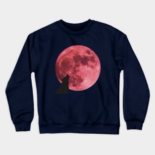 super pink moon wolf Crewneck Sweatshirt